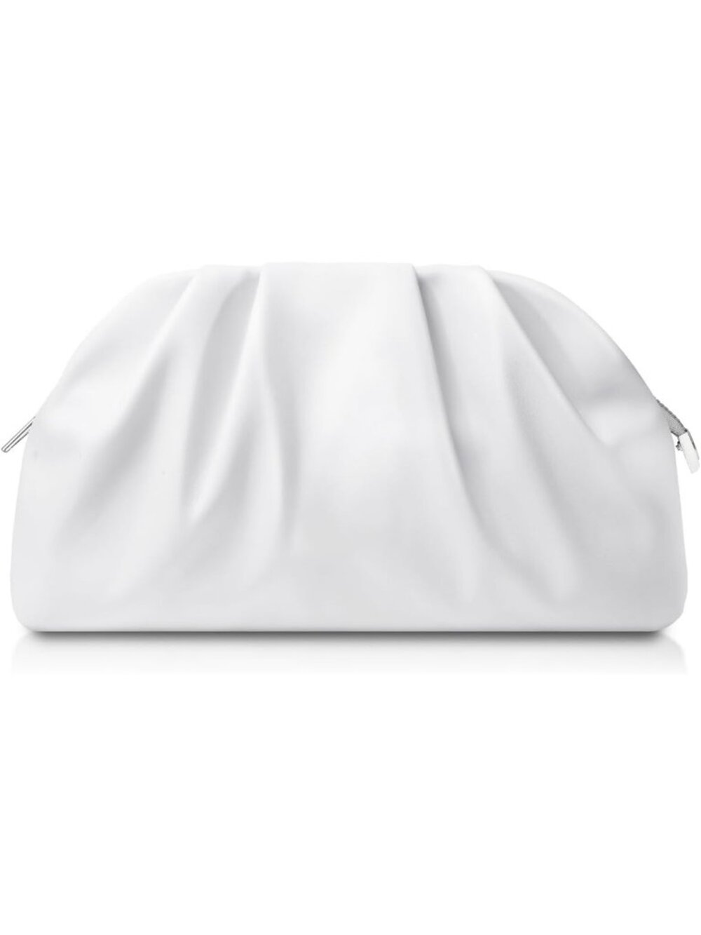 Women's White Soft Pleated Pu Clutch Purse Elegant Evening Wedding Bag